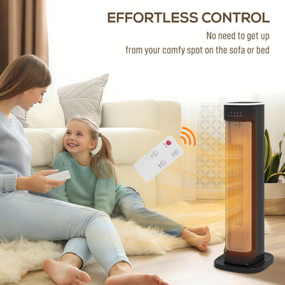 HOMCOM 2000W Ceramic Electric Heater with 3 Heat Settings, Timer - Black 