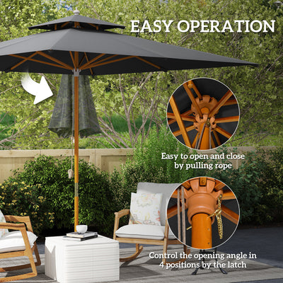 Outsunny 3 m Square Canopy Parasol - Black 