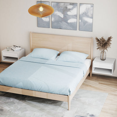HOMCOM Set of Two Floating Bedside Tables - White 