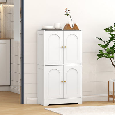 HOMCOM 4-Door Kitchen Storage Cabinet with Adjustable Shelves - White 