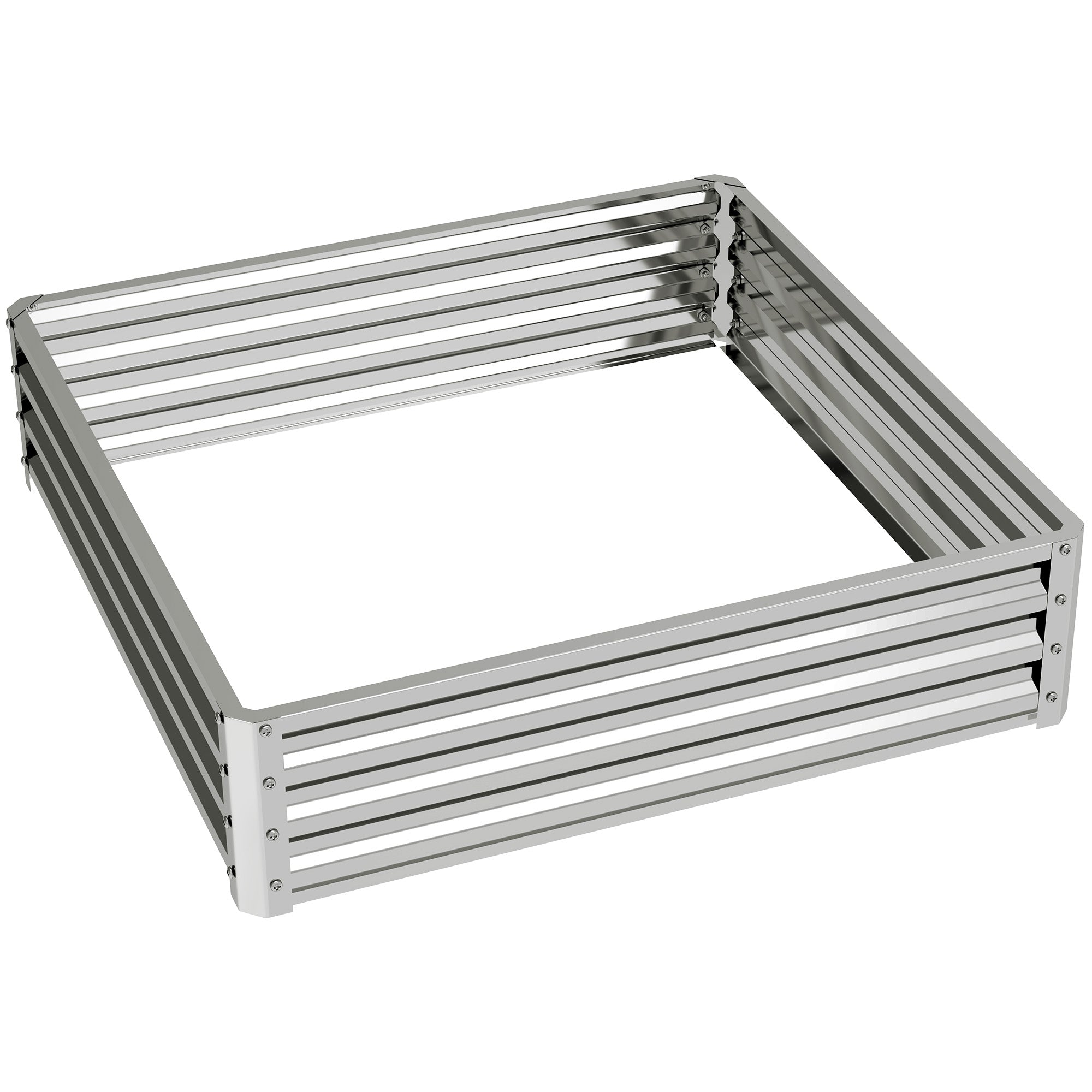 Outsunny Square Raised Garden Bed Box with Weatherized Steel Frame for Vegetables, Flowers, & Herbs, 120 x 120 x 30cm, Silver Tone 