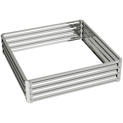 Outsunny Square Raised Garden Bed Box with Weatherized Steel Frame for Vegetables, Flowers, & Herbs, 120 x 120 x 30cm, Silver Tone 