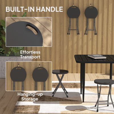Outsunny Set of Four Folding Carry Stools - Charcoal Grey 