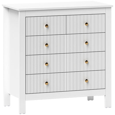 HOMCOM Elegant Chest of Five Drawers - White 