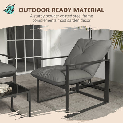 Outsunny Four-Piece Relaxed Back Garden Dining Set - Black/Grey 