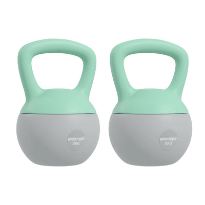 SPORTNOW 2 x 8kg Soft Kettlebell, Kettle Bell with Non-Slip Handle, for Home Gym, Strength Training, Cardio - Grey and Green 