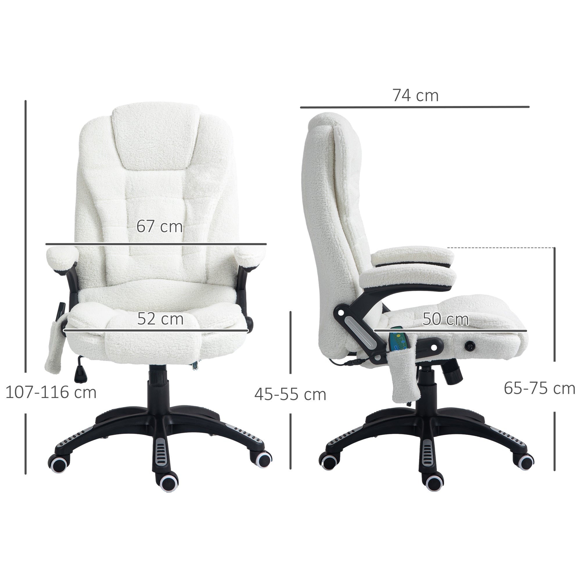 Vinsetto Boucle Six-Point Massage Office Chair - White 
