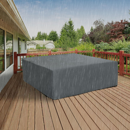 Outsunny 205x192cm Outdoor Garden Rattan Furniture Protective Cover Water UV Resistant Grey 