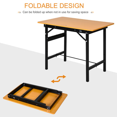 HOMCOM 100 cm Foldable Garage Work Bench, Craft Table MDF Workstation, Heavy-duty Steel Frame with Ruler, Protractor 