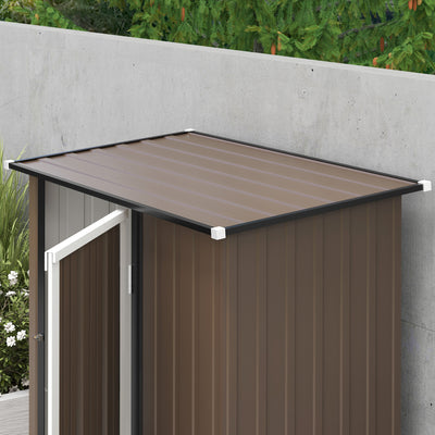 Outsunny 5ft x 3ft Metal Garden Storage Shed, Outdoor Tool Shed with Sloped Roof, Lockable Door for Tools, Equipment, Brown 