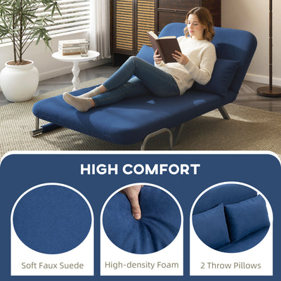 HOMCOM Two-Seater Click-Clack Sofa Bed - Dark Blue 