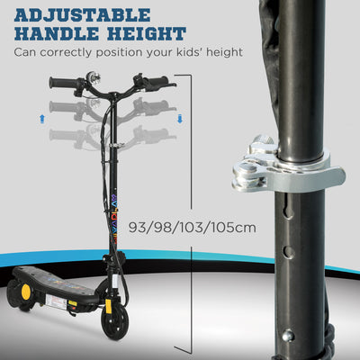 HOMCOM Foldable Electric Scooter, with LED Headlight, for Ages 7-14 Years - Black 