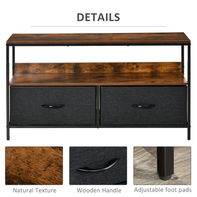 HOMCOM TV Stand Cabinet up to 47-inch, TV Unit with 2 Foldable Linen Drawers, Open Shelf for Living Room, Bedroom, Entertainment Room, Rustic Brown 