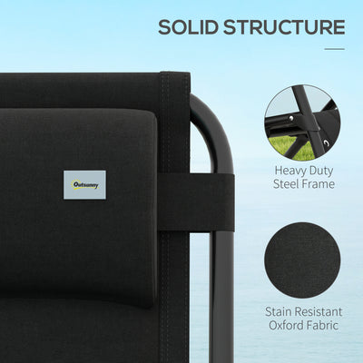 Outsunny Zero Gravity Lounger Chair Set of 2, Folding Reclining Patio Chair with Padded Seat, Cup Holder, Soft Cushion and Headrest for Poolside, Camping, Black 
