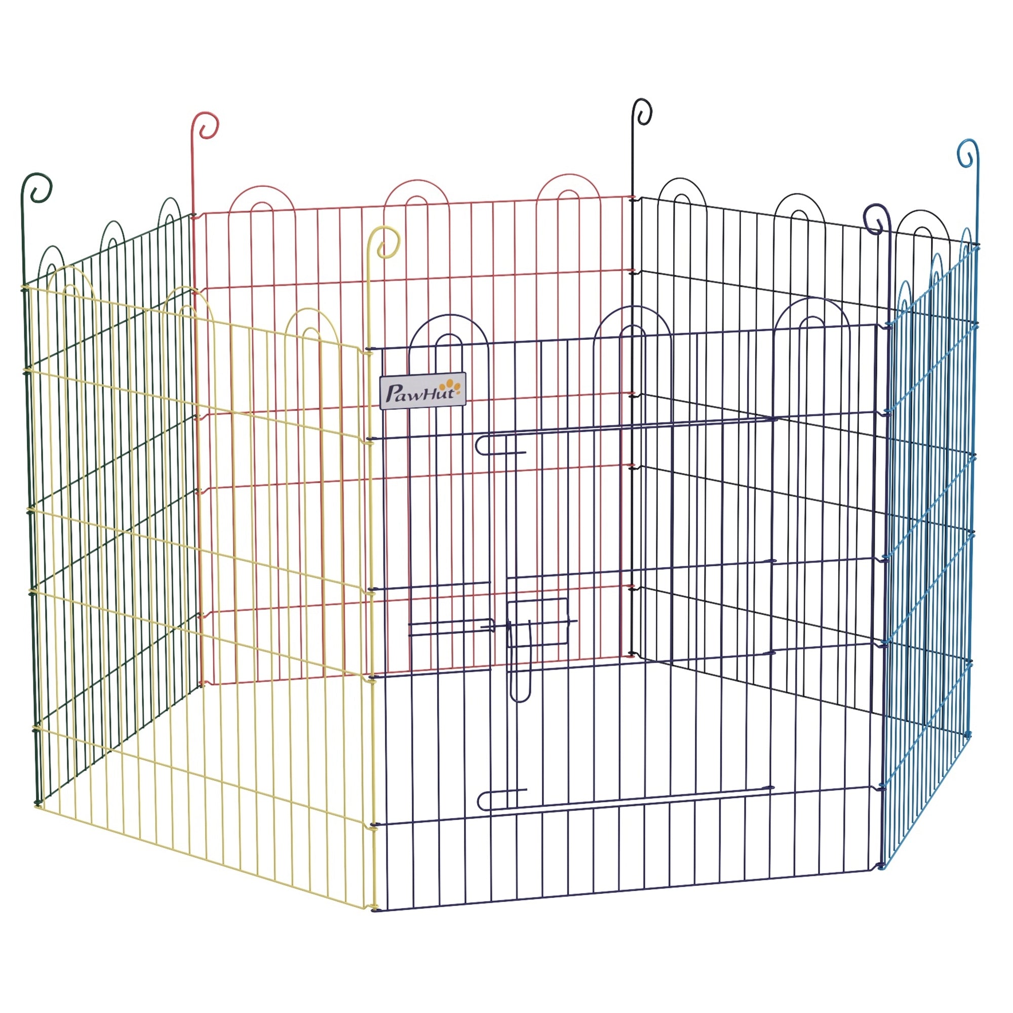PawHut Pet Playpen Crate, with Six Panels, Door, for Indoors and Outdoors 