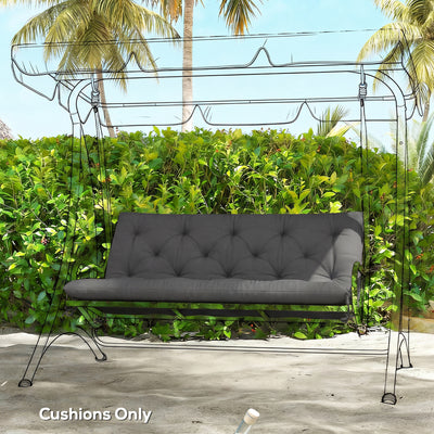Outsunny Garden Bench Cushion, 2 Seater Swing Chair Cushion, Seat Pad with Ties for Indoor and Outdoor Use, 110 x 120 cm, Black 