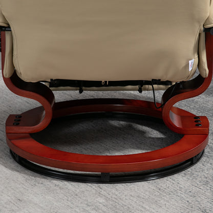 HOMCOM Faux Leather Armchair, with 145\'c2\'b0 Reclining Back and Footrest - Cream 