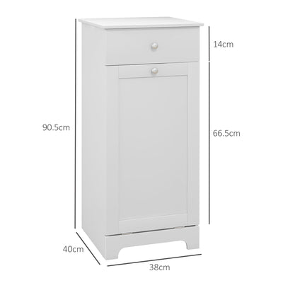 HOMCOM Single Hamper Laundry Storage Cabinet - White 