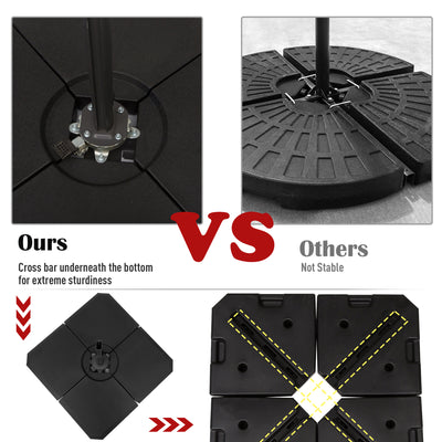 Outsunny Set of 4 Parasol Base Stand Weights for Cantilever Parasols, Water and Sand Filled, Up to 120kg, Black 