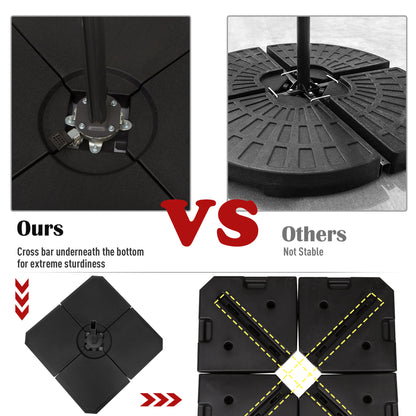 Outsunny Set of 4 Parasol Base Stand Weights for Cantilever Parasols, Water and Sand Filled, Up to 120kg, Black 