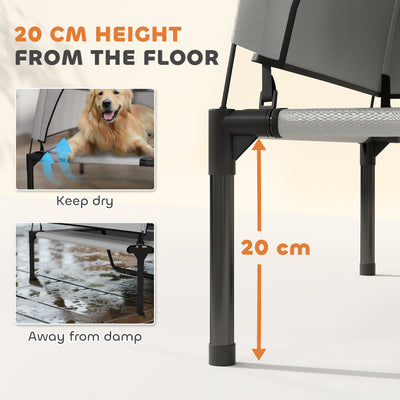 PawHut Portable Elevated Dog Bed with Removable Canopy, Cooling Raised Pet Cot for Large Dogs, 106 x 76 x 94 cm 