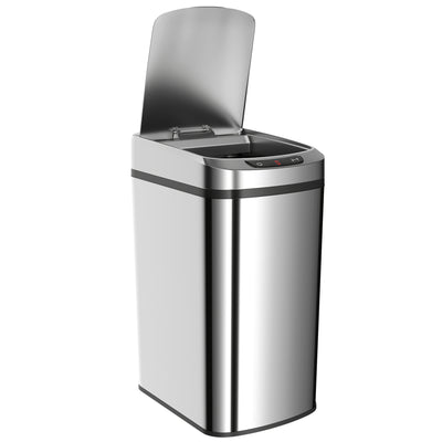 HOMCOM 12L Sensor Bin, Automatic Touchless Motion Sensor Kitchen Bin with Fingerprint Resistant Stainless Steel, Silver 