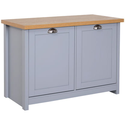 HOMCOM Shoe Cabinet, Modern Shoe Bench with 2 Doors for Hallway, Entryway, Grey 