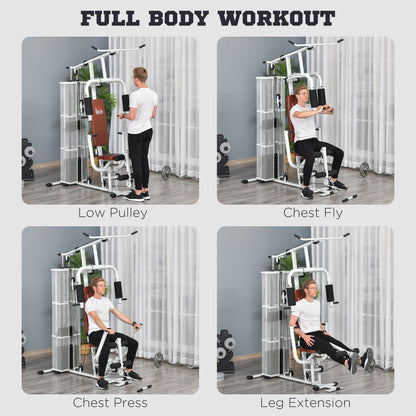 HOMCOM Multifunction Home Gym Weight Training Workout Station Fitness Strength Machine, White 