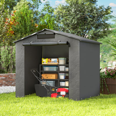 Outsunny 6 x 4 ft Outdoor Garden Storage Shed, Waterproof Bike Tent with Vent and Roll-Up Zipper Door 