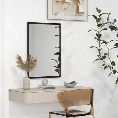 HOMCOM Wall Bathroom Mirror, 70 x 50 cm Wall-Mounted Mirror for Living Room, Bedroom, Hallway, Black 