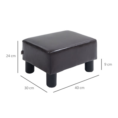 HOMCOM PU Leather Footstool Ottoman Cube with 4 Plastic Legs, Brown 