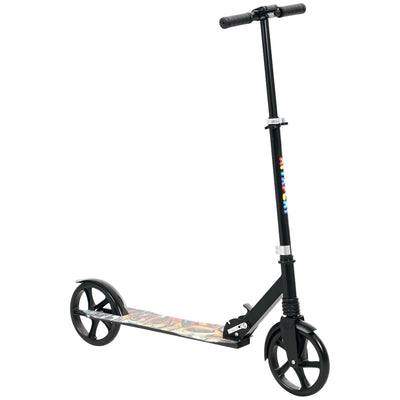AIYAPLAY Foldable Kids Scooter with Adjustable Handlebar, 200mm Big Wheel, Rear Fender Brake, Gift for Ages 6-12 Years, Black 