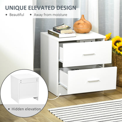 HOMCOM Bedside Table with 2 Drawers, Modern Nightstand, Cabinet Drawers Side Storage Unit for Bedroom, Living Room 