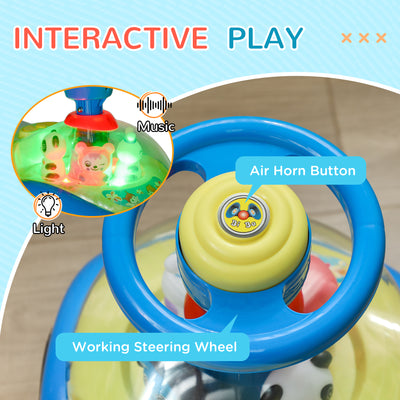 AIYAPLAY Foot to Floor oddler Ride on Toy w/ Music, Light, Horn, Under Seat Storage, Anti-Over-Backwards Device, Blue 