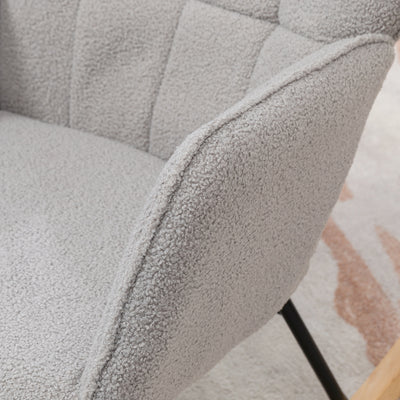 HOMCOM Berber Fleece Nursery Glider Rocker for Nursing, Wingback Rocking Chair for Living Room, Light Grey 