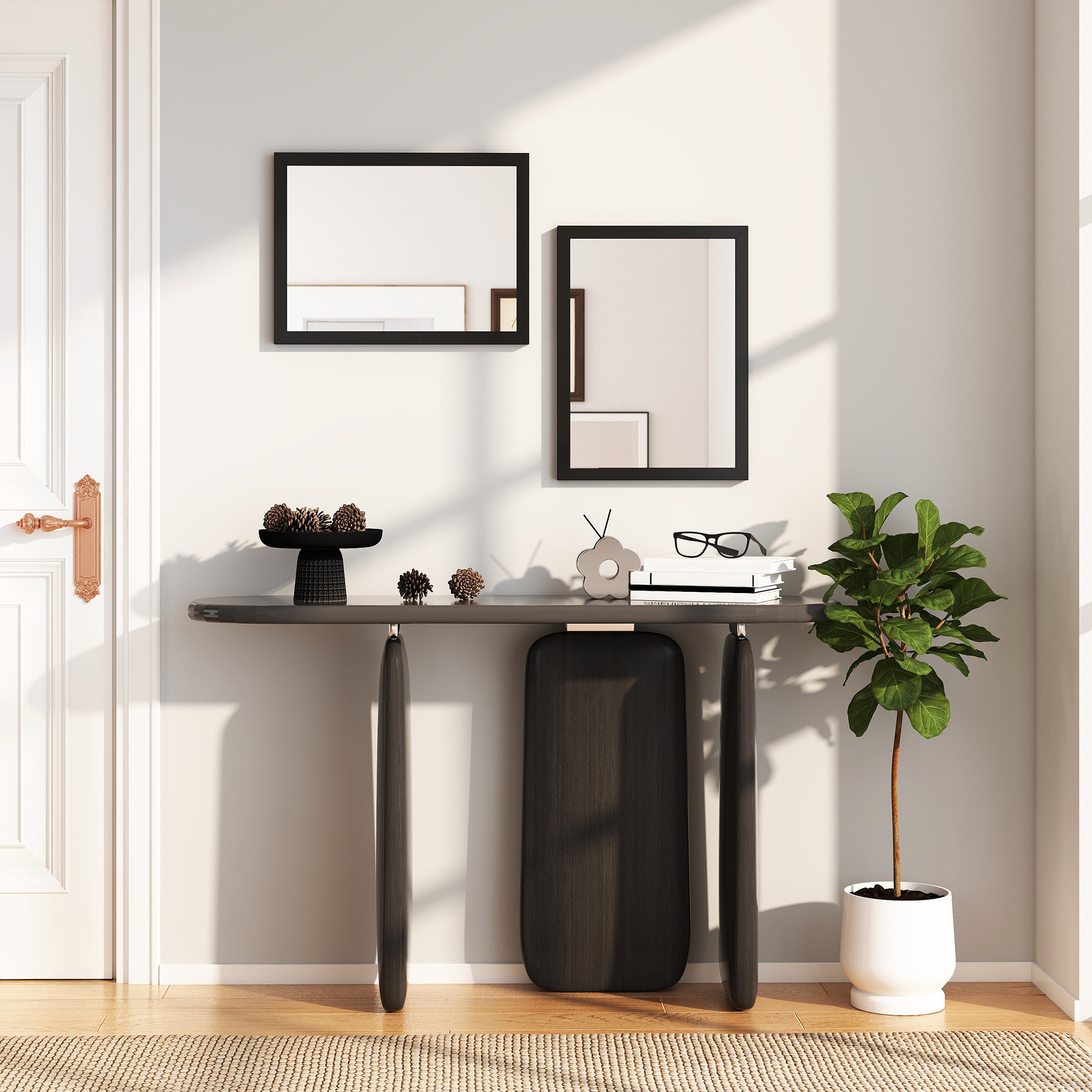 HOMCOM Wall Bathroom Mirror, 30 x 40 cm Wall-Mounted Mirror for Living Room, Bedroom, Hallway, Set of 2, Black 