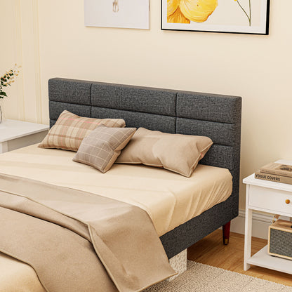 HOMCOM Upholstered Double Bed Frame, with Slats - Grey