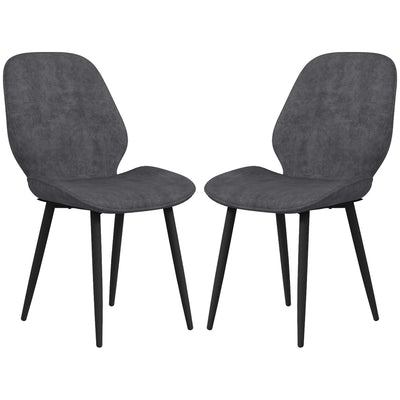 HOMCOM Velvet Dining Chairs, Set of 2 Dining Room Chairs with Metal Legs for Living Room, Dining Room, Grey 