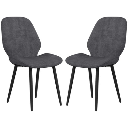HOMCOM Velvet Dining Chairs, Set of 2 Dining Room Chairs with Metal Legs for Living Room, Dining Room, Grey