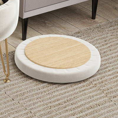 HOMCOM 5L Velvet-Feel Storage Ottoman - Cream White 