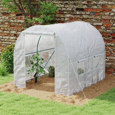 Outsunny 245 x 200cm Polytunnel Greenhouse - White 