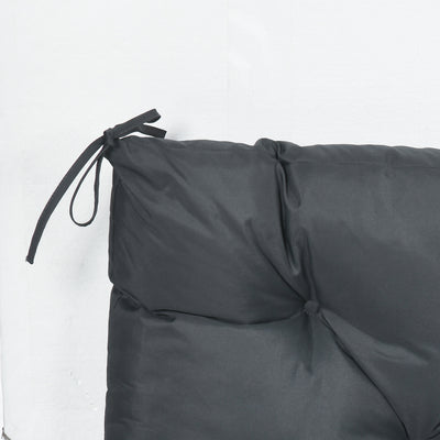 Outsunny 2 Seater Bench Cushion, Garden Chair Cushion with Back and Ties for Indoor and Outdoor Use, 98 x 100 cm, Dark Grey 