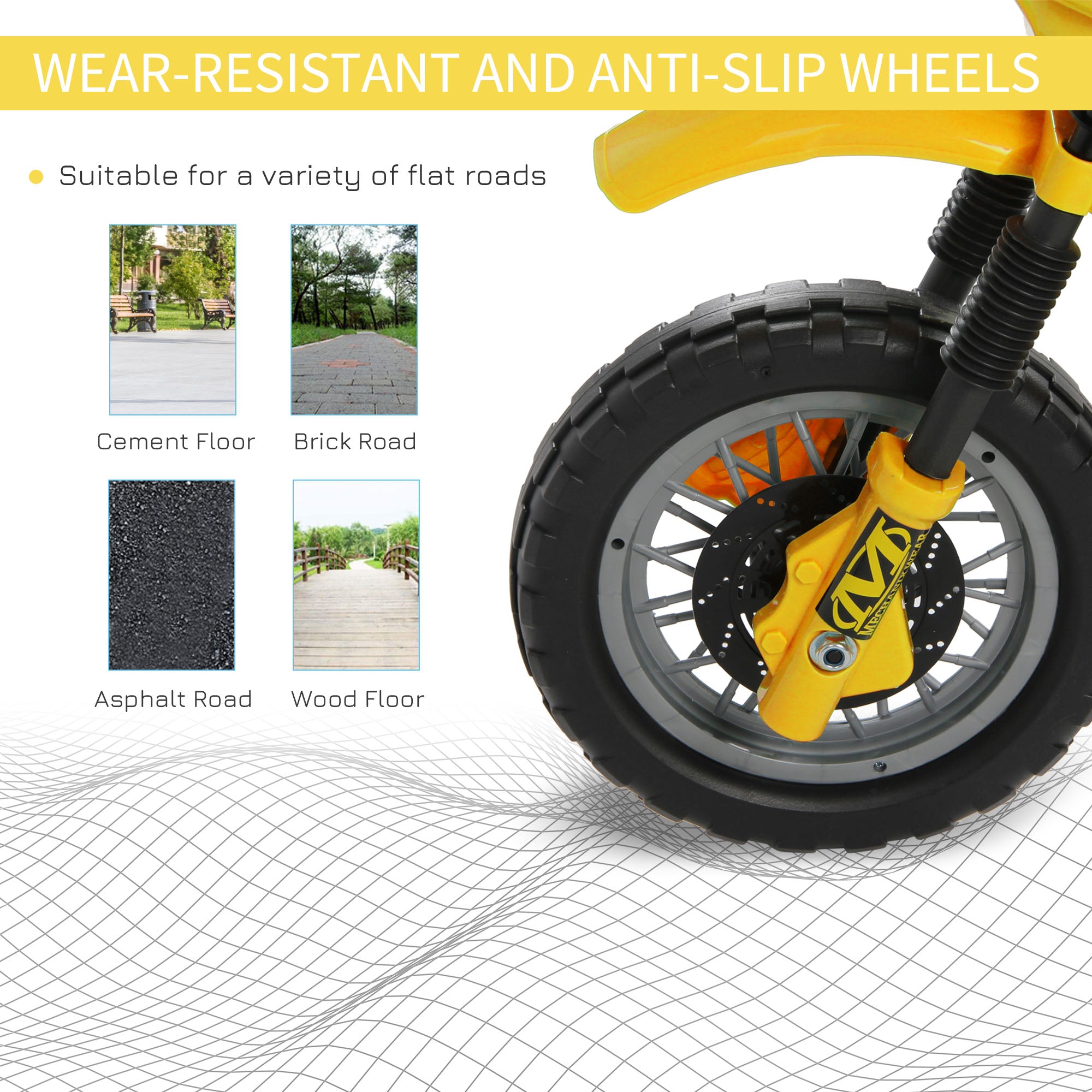 HOMCOM Electric Motorcycle for Kids Ride on Toys-Yellow 