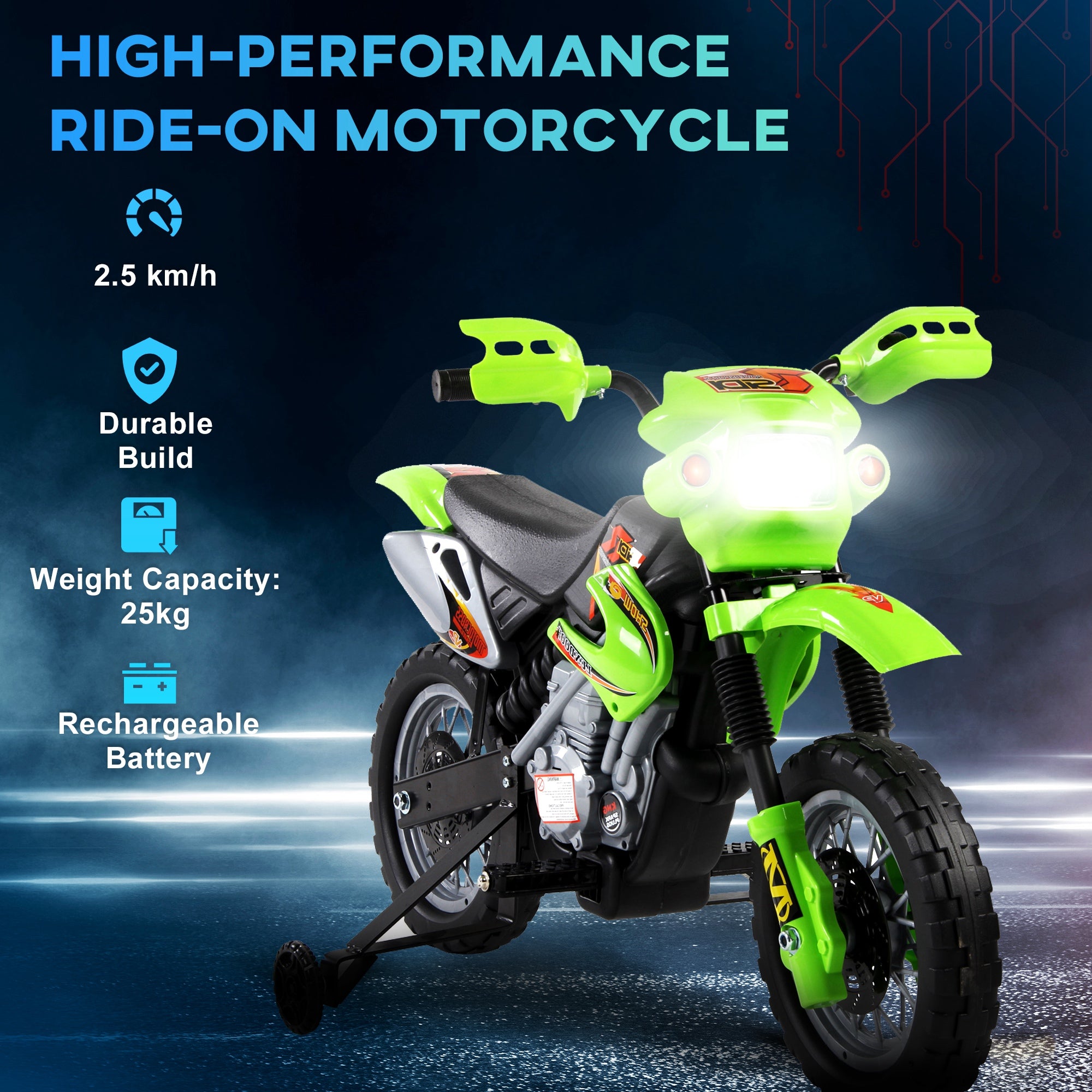 HOMCOM 6V Kids Child Electric Motorbike Ride on Motorcycle Scooter Children Toy Gift for 3-6 Years (Green) 