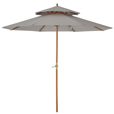 Outsunny 2.7m Elegant Wooden Frame Parasol Umbrella - Grey 
