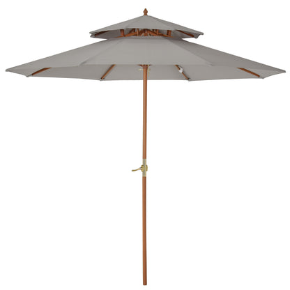 Outsunny 2.7m Elegant Wooden Frame Parasol Umbrella - Grey 