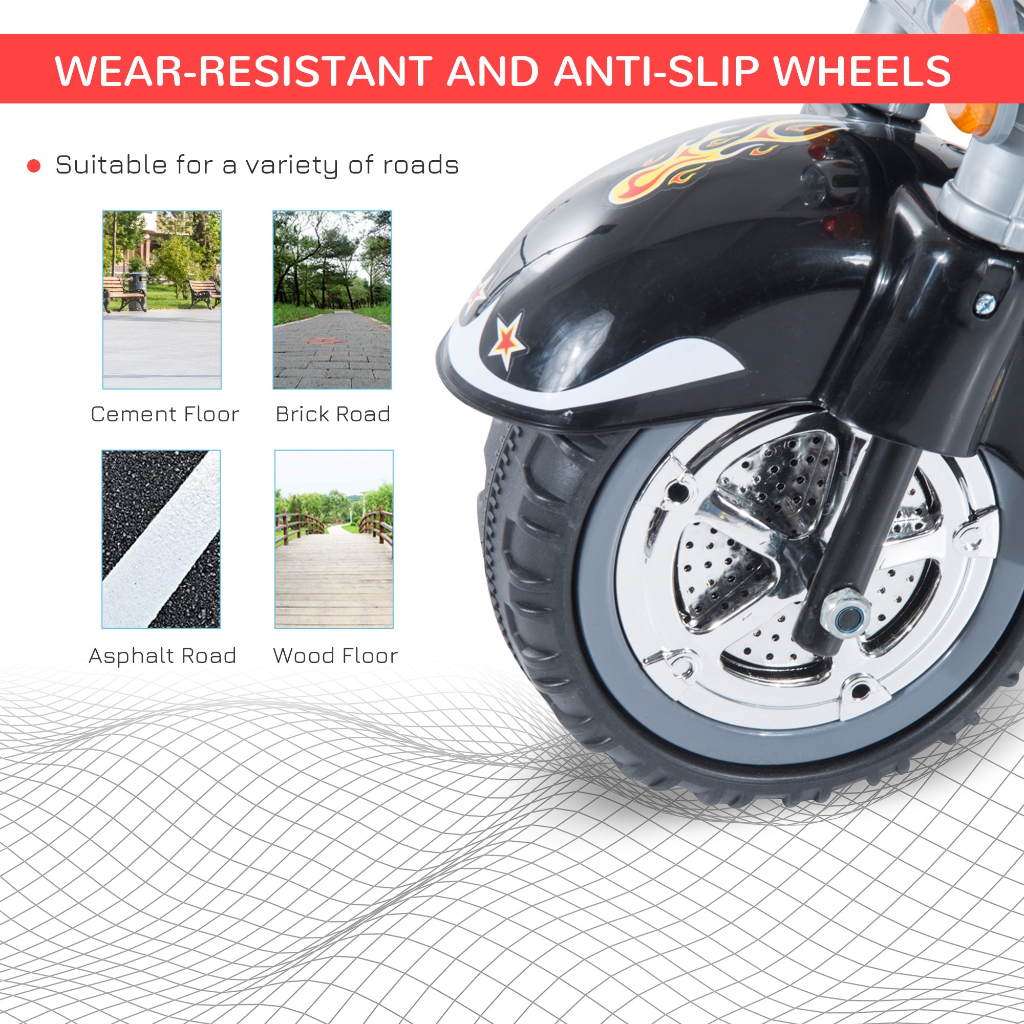 HOMCOM Kids Ride On Toy Car Motorbike Electric Scooter 6V Battery Operated Toy Trike-Black 