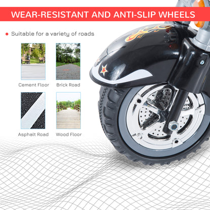 HOMCOM Kids Ride On Toy Car Motorbike Electric Scooter 6V Battery Operated Toy Trike-Black 