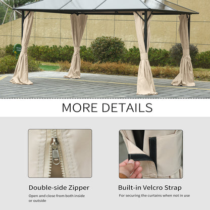 Outsunny 4 Pack Replacement Gazebo Curtains Privacy Panel for Most 3 x 4m Gazebo Canopy Pavillion Outdoor Shelter Sidewalls Accessories Beige 
