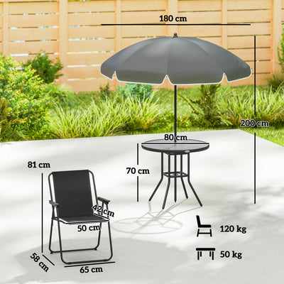 Outsunny 4 Seater Garden Furniture Set, 6 Pieces Garden Table and Chairs with Parasol for Patio, Black 